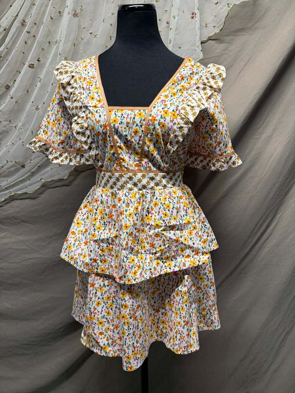 Lost + Wander Spring Sunrise Mini Dress in Yellow Multi-Floral